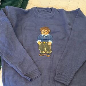 Cozy Blue Sweater with Bear Design